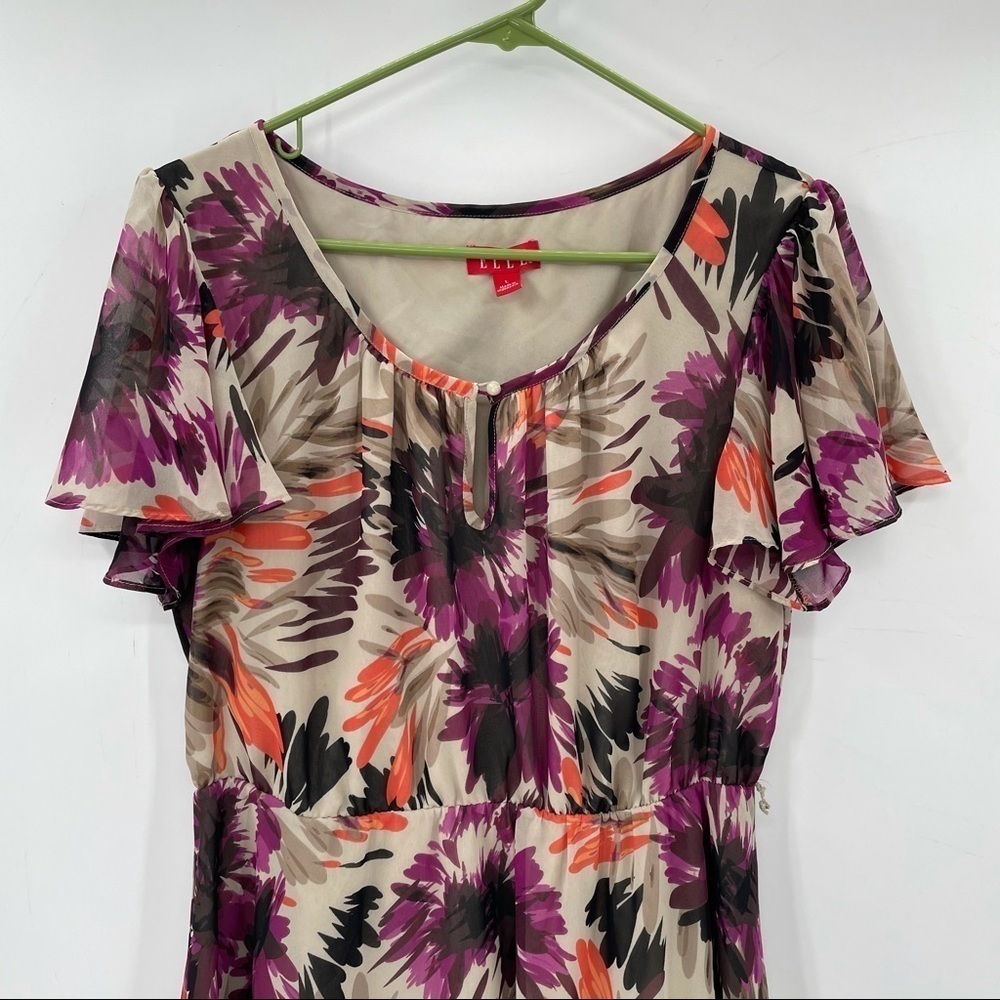 Elle Purple & Tan Floral Dress - Picture 2 of 15